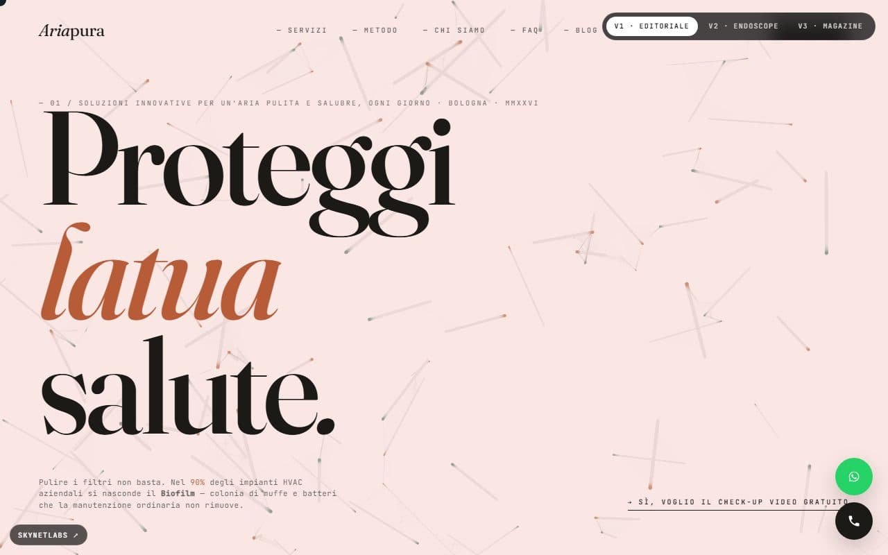 Ariapura · Sanificazione Condizionatori — live screenshot
