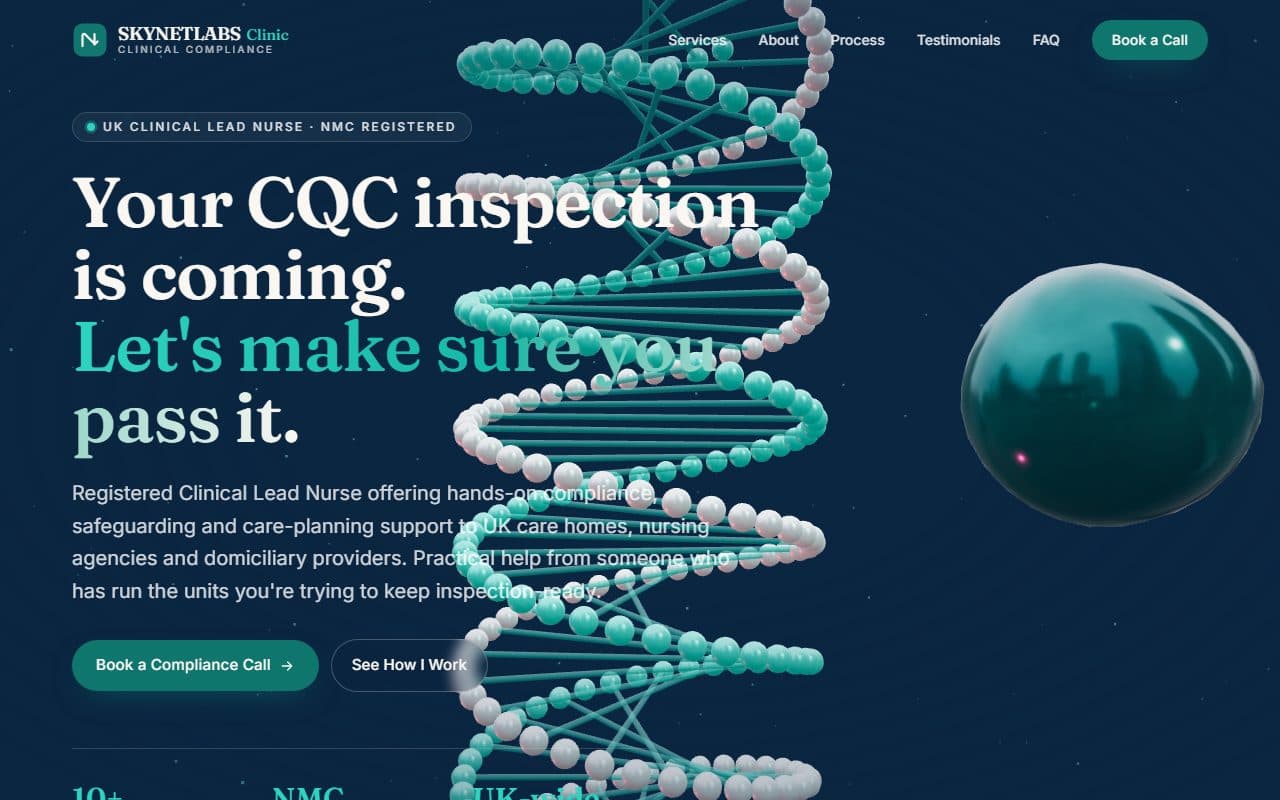 CQC Compliance & Safeguarding Consultancy — live screenshot