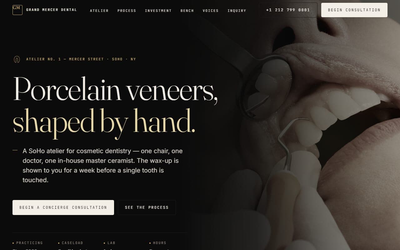 Grand Mercer Dental · Atelier No. 1 — live screenshot