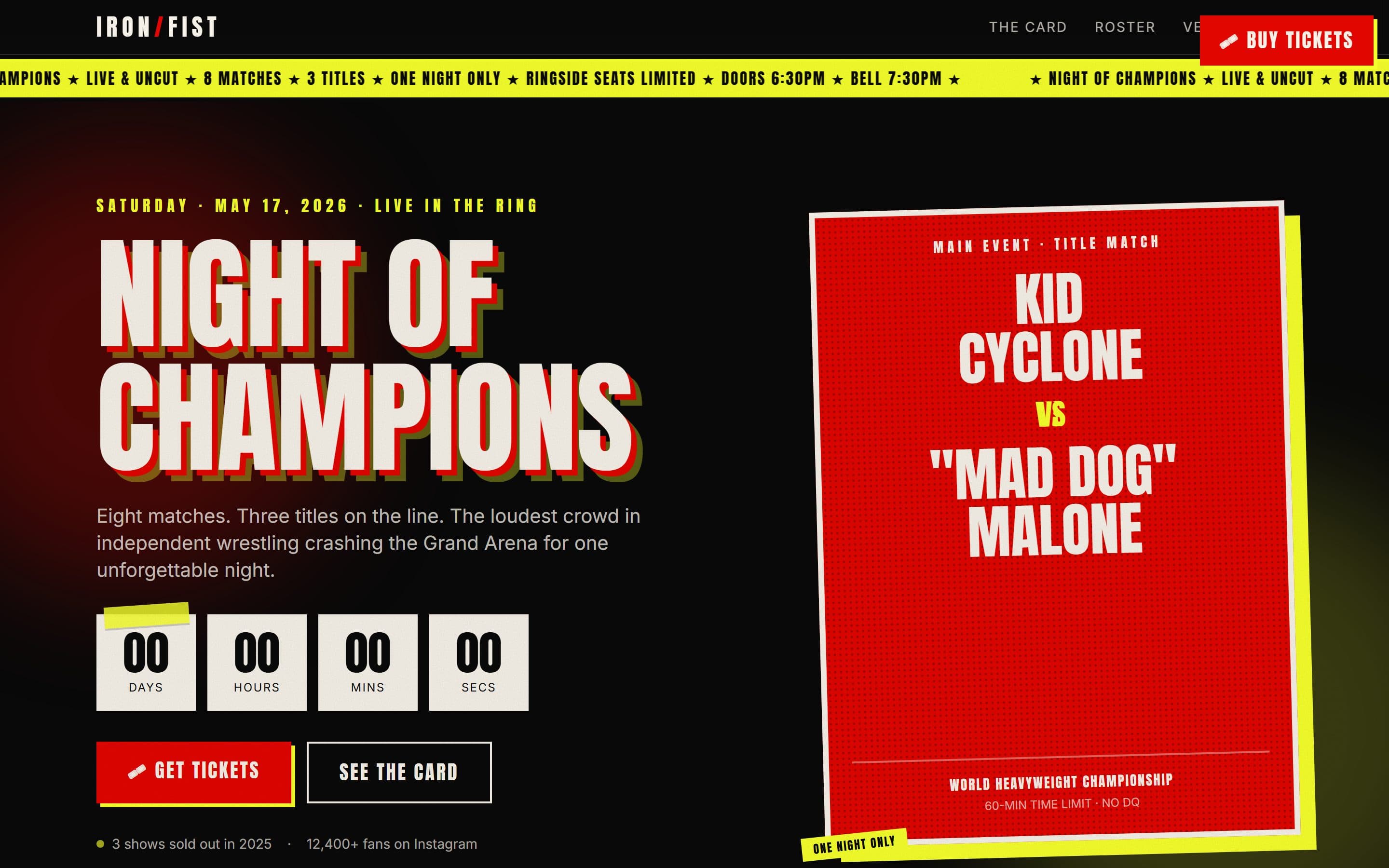 Iron Fist Wrestling · Night of Champions — live screenshot