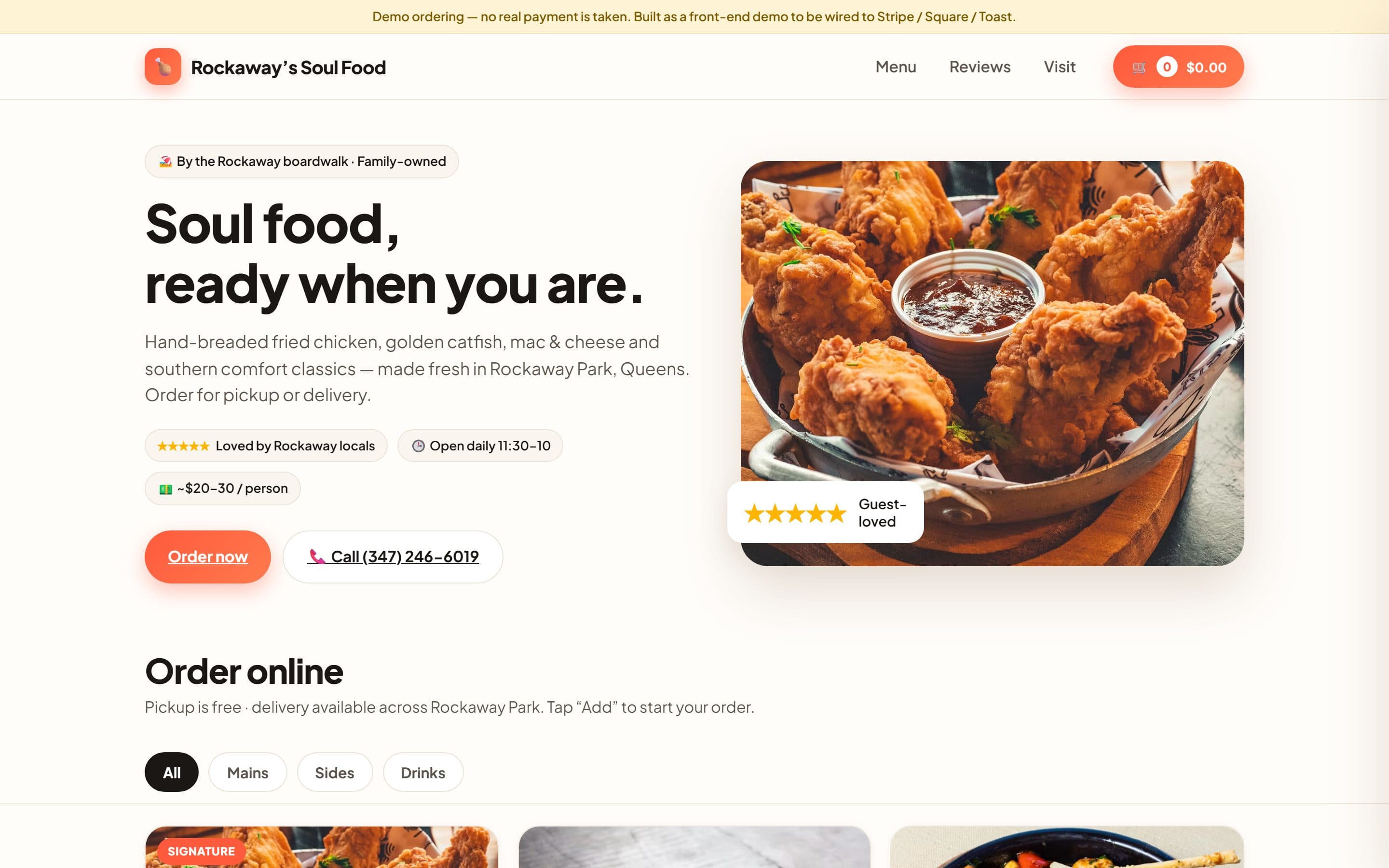 Rockaway's Soul Food Kitchen — live screenshot