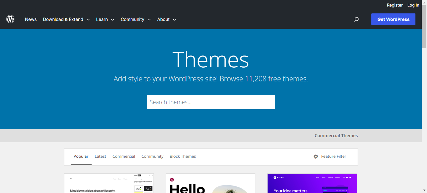 wordpress theme dashboard