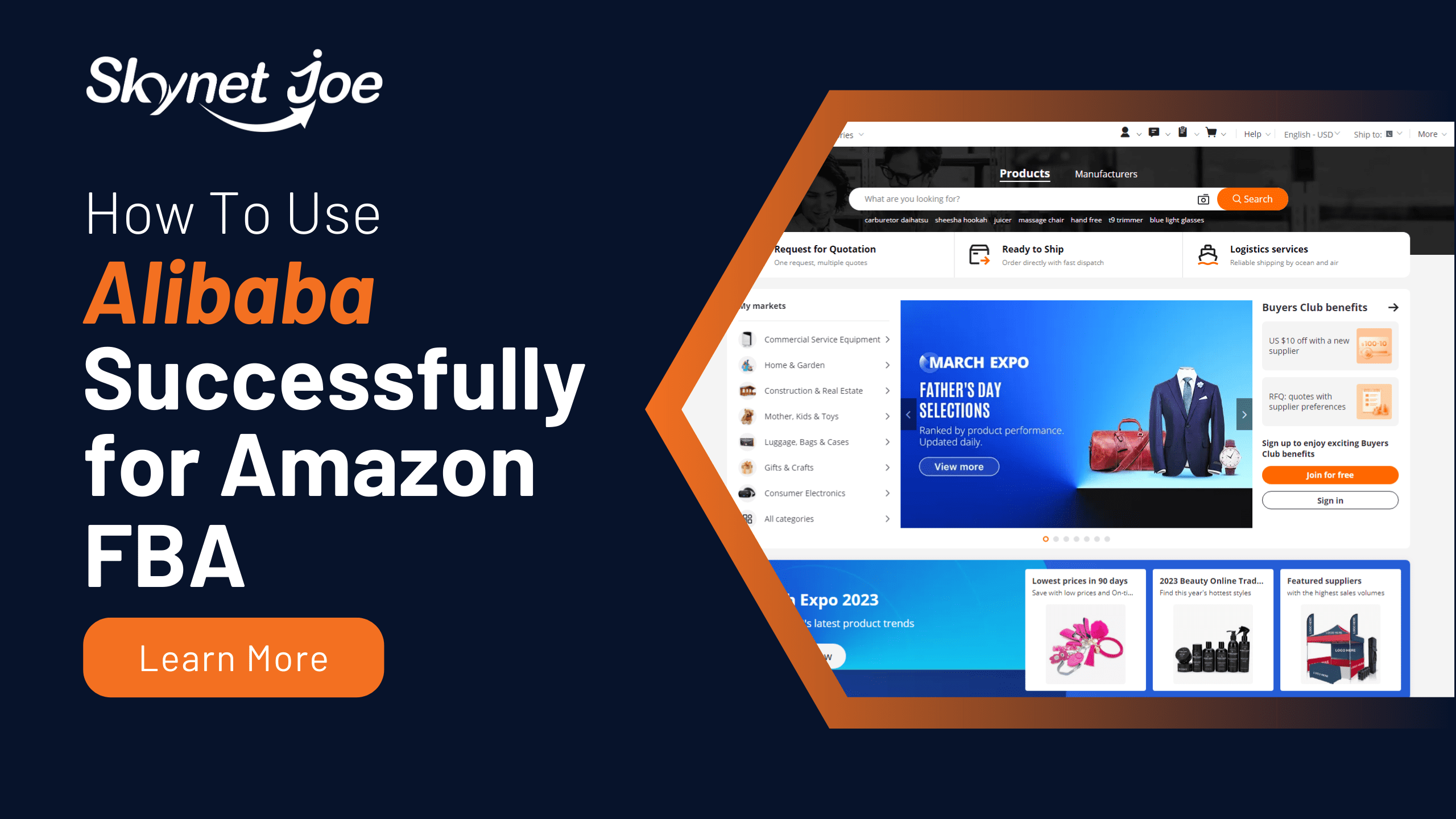 This Image having dashboard of Ali express and also tell that How to Successfully Use Alibaba Wholesale for Amazon FBA: A Comprehensive Guide, Or Amazon Fba with Alibaba