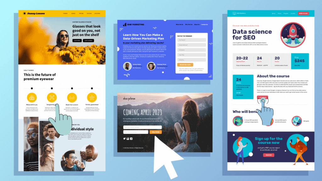 A mixture of landing page that for inspiration 