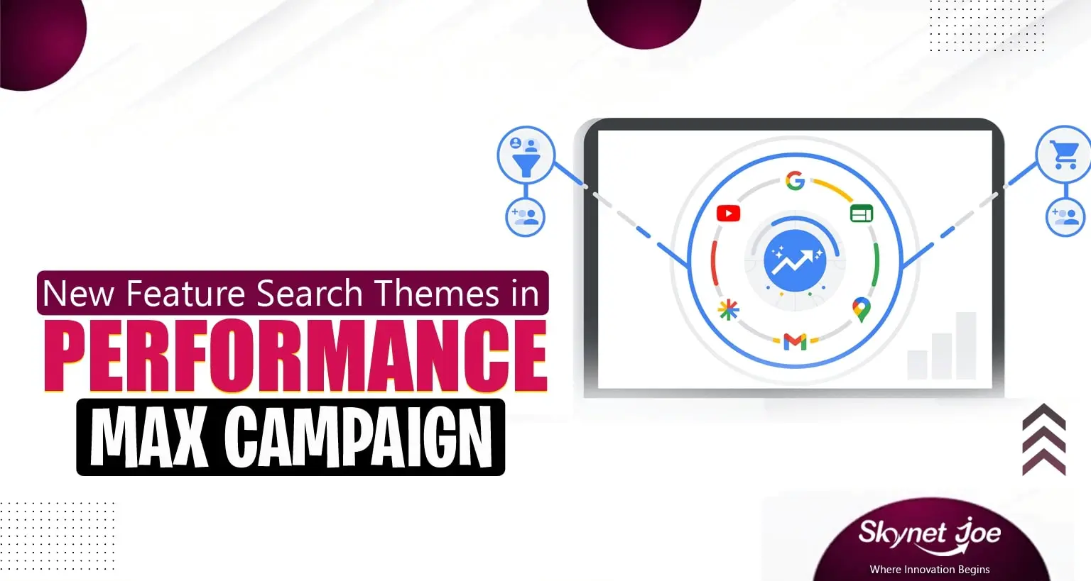 Illustration showing Search Themes in Performance Max Campaign of Google Ads, enhancing ad relevance and engagement.